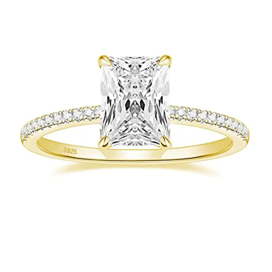 S925 Silver Inlay 7mm Zircon Women's Rhinestone Ring