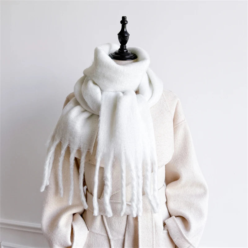 Winter Scarf for Women Cashmere Warm Solid Pashmina Blanket Wraps Female Thick Soft Bufanda Big Tassel Shawl Long Poncho Echarpe