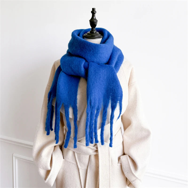 Winter Scarf for Women Cashmere Warm Solid Pashmina Blanket Wraps Female Thick Soft Bufanda Big Tassel Shawl Long Poncho Echarpe