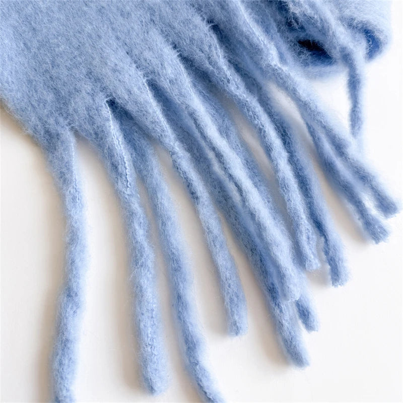 Winter Scarf for Women Cashmere Warm Solid Pashmina Blanket Wraps Female Thick Soft Bufanda Big Tassel Shawl Long Poncho Echarpe