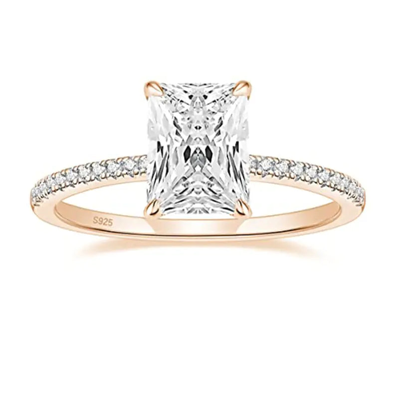 S925 Silver Inlay 7mm Zircon Women's Rhinestone Ring