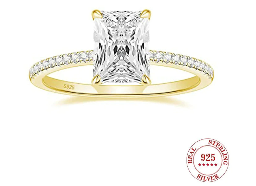 S925 Silver Inlay 7mm Zircon Women's Rhinestone Ring