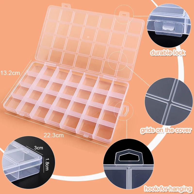 Plastic Storage Box 28 Grid With Slot Beaded Anti-string Grid  Jewelry Classification Parts Division Box Jewelry Box Organizer