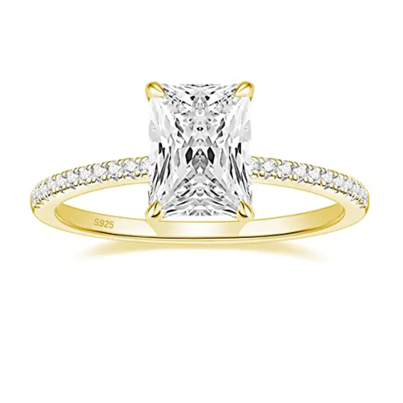 S925 Silver Inlay 7mm Zircon Women's Rhinestone Ring